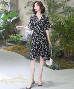 ミディアム | ワンピース 半袖 花柄 きれいめ レディース ひざ丈 ミディアムワンピース サマーワンピース 上品 シフォン Aライン きれいめ 夏 通勤 お出かけ 通学 春 上品