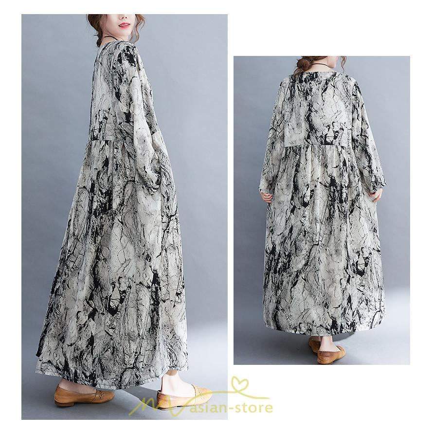 マキシ | 長袖ワンピース 秋物 レディース ロングワンピース 夏 30代40代 大人 秋ワンピース 新作 ワンピース Aラインワンピ 広い裾 旅行 ゆったり 可愛い 揺れる