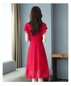 ミディアム | ミディアムワンピース レディース 着痩せ 半袖 大きいサイズ ワンピース Vネック 無地 エレガント 二次会 お呼ばれ きれいめ 40代 新作 20代 夏 膝丈 30代