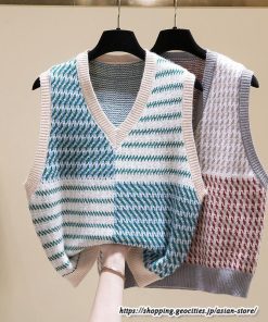 ベスト | ニットレディース トップス Vネック タンクトップ ノースリーブ 袖なし インナー ニット 女ニット 20代30代 重ね着風 レイヤード風 セーター