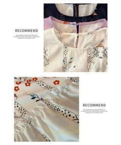 マキシ | ロングワンピース レディース  夏 秋 リゾート ルームワンピース 長袖 ゆったり ロング丈 旅行用 バブルスリーブ かわいい 後ボタン付き レトロ風 丸首