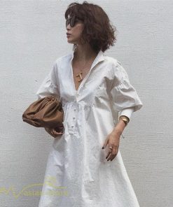 マキシ | サマーワンピース レディース 着痩せ 無地 Vネック 7分袖 コットン ゆるワンピース ゆったり ロングワンピース 夏服 ワンピース 夏 きれいめ トレンド ロング丈