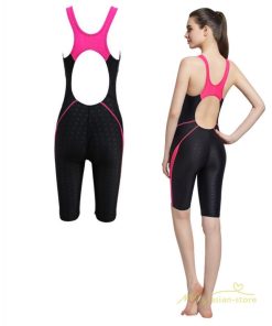 送料無料セール | 競泳 ワンピース 練習用水着 スイミング レディース オールインワン ハーフスパッツ ひざ丈 女性スイムウェア パット付き 防水速乾性 袖なし 高弾力 水着 3色