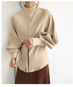 シャツ・ブラウス | シャツブラウス レディーストップス パフスリーブ 可愛い ビジネスカジュアルウェア エレガント 通学通勤 柔らか つや消しシャツ S L M 2020秋冬 XL 4色