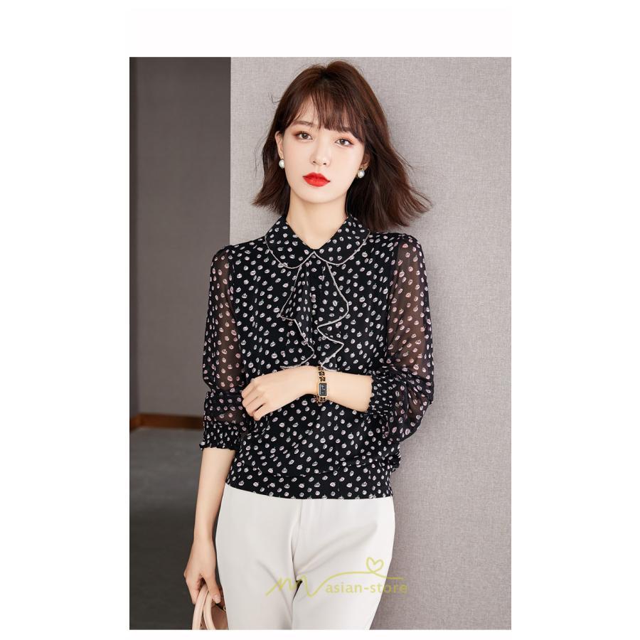 シャツ・ブラウス | ブラウス レディース 長袖 秋冬 オフィス フォーマル スーツ 黒 シフォン 大きいサイズ ビジネス 通勤 体型カバー 50代 40代 20代 フェミニン 30代 秋服