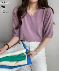 ｔシャツ・カットソー | Tシャツ レディース 半袖 トップス カジュアル Tシャツ 大きい ゆるTシャツ ゆるカットソー Vネック 20代30代40代50代 上品 上品 お出かけ 通勤通学 着回し