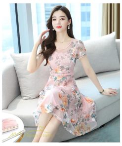 ミディアム | ワンピース レディース 半袖 膝丈 ミディアムワンピース 花柄 きれいめ おしゃれ カジュアル 大きいサイズ お出かけ 40代 フェミニン 上品 エレガント 30代