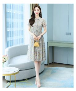 ミディアム | ワンピース レディース 花柄 サマーワンピース 半袖 シャツワンピース 夏 30代 40代 きれいめ プリント おしゃれ 膝丈 ミディアムワンピース 大きいサイズ
