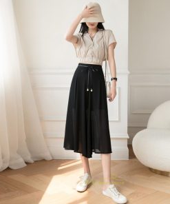 ワイドパンツ | ガウチョパンツ 無地 レディース ボトムス ハイウエスト ゆったり パンツ シフォンパンツ 涼しい 夏新作 さらさら カジュアル 30代40代 体型カバー
