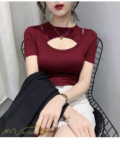 tシャツ・カットソー | カットソー 夏物 レディース 着痩せ トップス Tシャツ 透かし編み セクシー 女性着 着回し 無地 タイト きれいめ お出かけ 夏コーデ 半袖 フェミニン アウトドア