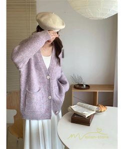 カーディガン | ニットフロントボタン レディース 2way 羽織り 秋冬 アウター ニットアウター セーター 長袖 トップス 通学通勤 20代30代 ゆったり ポケット