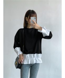 ｔシャツ・カットソー | トレーナー Tシャツ 長袖 レディース カジュアル レイヤード カットソー シャツ 異素材 切り替え トップス Tシャツ 重ね着 20代 ゆったり 秋物 50代 30代