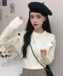 ニット・セーター | レディース カジュアル 肩開き オフショルダーニット トップス 肩出し ニットセーター プルオーバー 長袖 ショット丈