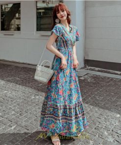 マキシ | ワンピース レディース ワンピ ロングワンピ ロング コットン ゆったり 夏 リゾート サマードレス かわいい 大人 Vネック オトナ 着痩せ レトロ 個性的