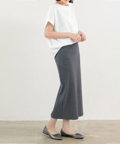 ロングスカート | バックスリット ニットスカート 無地
