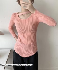 ニット・セーター | カットソー ニット レディース リブニット 長袖 秋冬 春 トップス スリム ストレッチ インナー 無地 通学通勤 着痩せ プルオーバー 長袖カットソー 長袖ニット