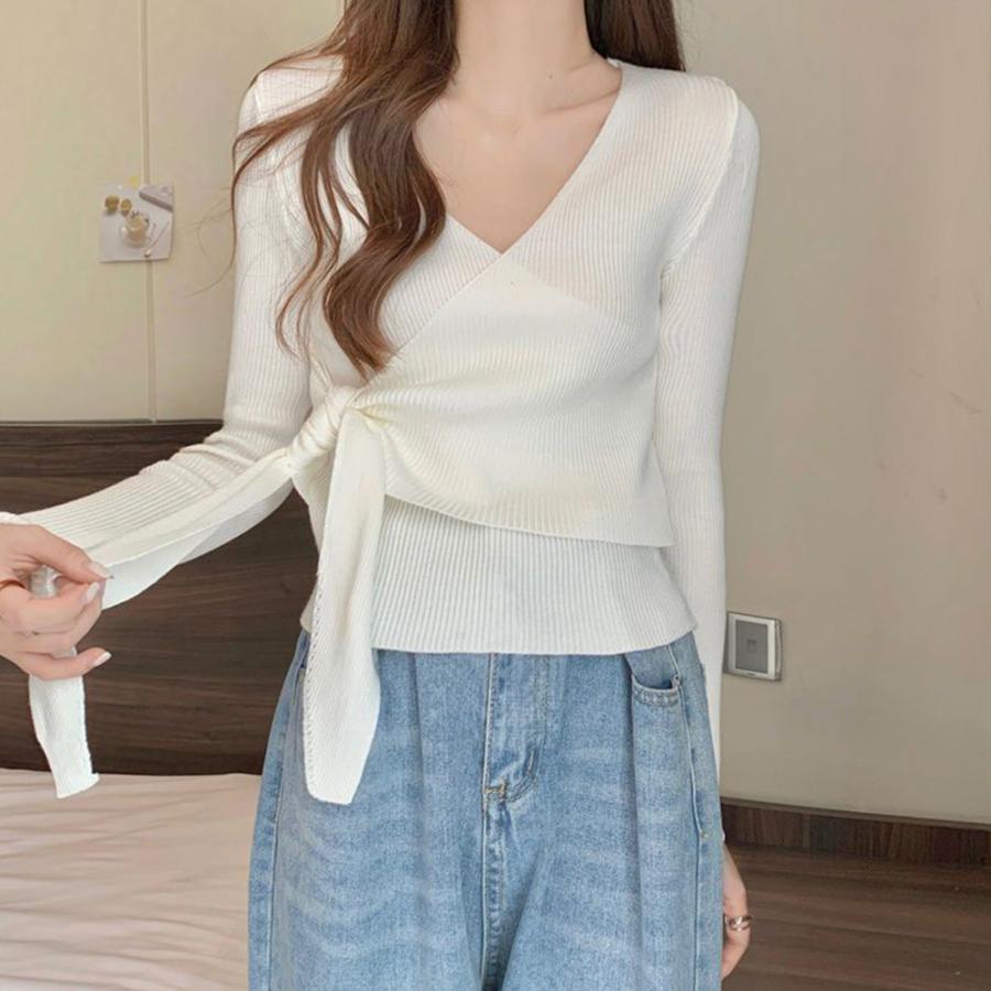 ニット・セーター | カシュクールリブニットトップス 大人秋服