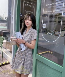 ミニ丈 | シャツワンピース レディース きれいめ チェック柄 夏新作 2021 コーデ カジュアルワンピ 韓国風 着痩せ 細身 日常感 レトロ 上品 アウトドア お出かけ デート