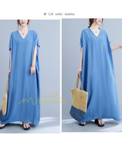 ミディアム | ワンピース マキシワンピース レディース ワンピ ロングワンピース ロングワンピ ロング マキシ 半袖 Vネック 体型カバー 2022夏物 カジュアル 20代30代40代50代