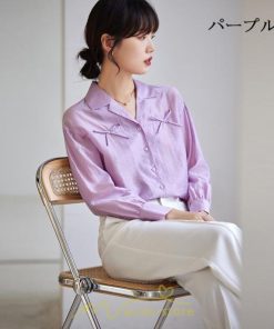 シャツ・ブラウス | ブラウス トップス レディース Vネック秋 蝶結び 可愛い トップス きれいめ フォーマル 上品 通勤 OL 20代30代40代50代 高品質 フェミニン