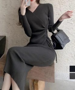 ワンピース | カシュクール リブニット秋冬