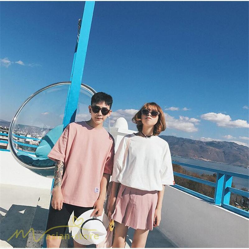 tシャツ・カットソー | Tシャツ カットソー 男女兼用 シンプル ゆったり 夏新作 サマー トップス レディース メンズ クルーネック おしゃれ 4色 黒 ピンク 白 カーキ 大きいサイズ