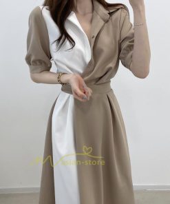 マキシ | ワンピース Aライン 夏ワンピース 春 夏 秋 半袖 ロング マキシ丈 ロングワンピース マキシワンピース 着痩せ エレガント 二次会 配色 上品 20代30代40代50代