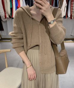 カーディガン | 韓国 ニットフード付き 秋