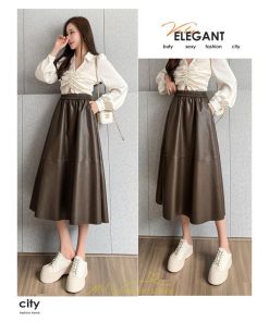 スカート | フレア革レザーボトムス ロングフレアAライン 秋冬 レディース ボトムス 通勤 大人気 キレイめ 着痩せ