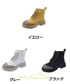 ショートブーツ | ブーツ レディース シューズ 厚底 おしゃれ  編み上げブーツ 2022トレンド 黒 黄色 灰色 歩きやすい 通学 通勤 旅行 外出 お出かけ デート