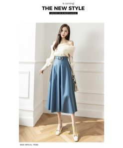 スカート | レザーフレアロング レディース ベルト付き ボトムス ロングAライン ミモレ丈 かっこいい 着痩せ キレイめ スリット