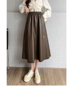 スカート | フレア革レザーボトムス ロングフレアAライン 秋冬 レディース ボトムス 通勤 大人気 キレイめ 着痩せ