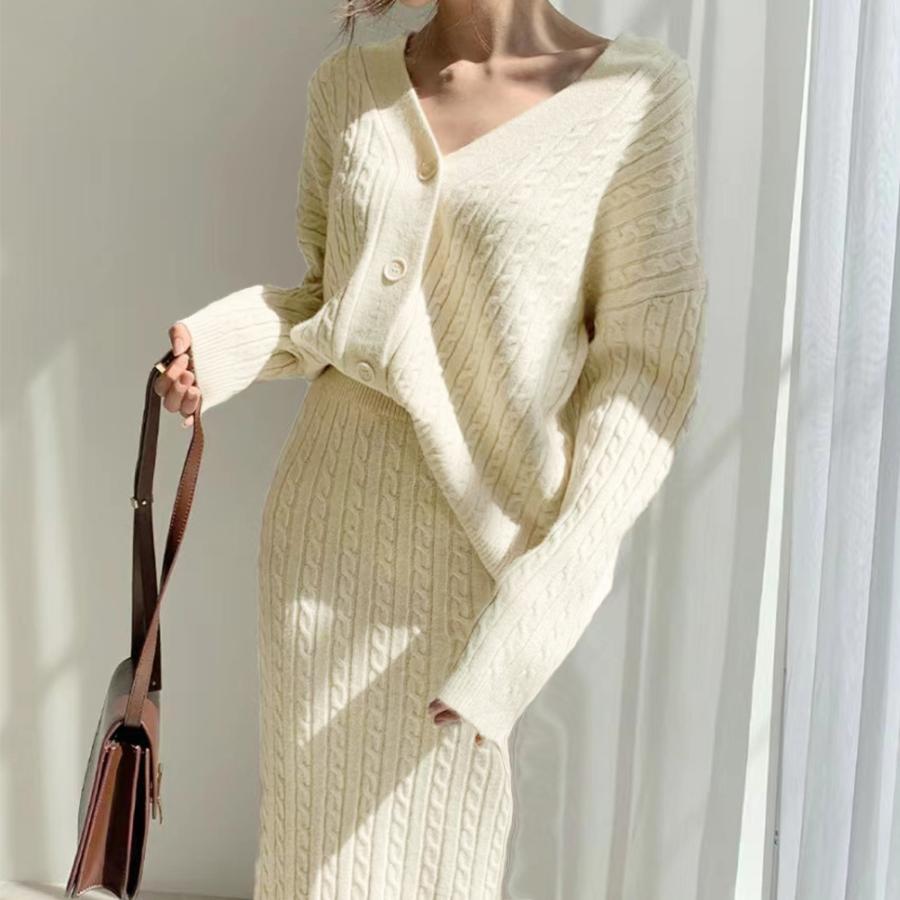 セットアップ | ケーブルニットセットアップレディース秋冬