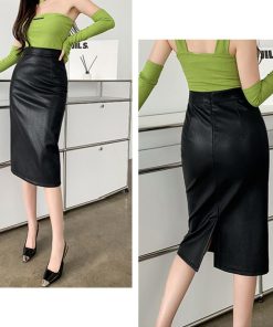 ひざ丈スカート | レザースカートタイトスカートミディ丈OL
