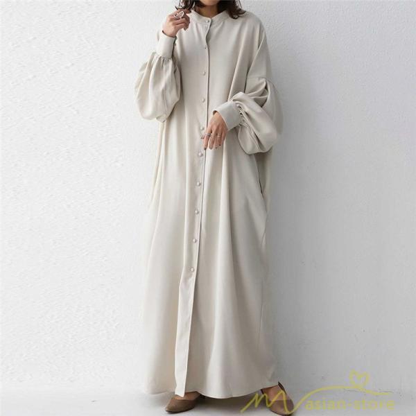 マキシ | 長袖ワンピース ロングワンピース シャツワンピース 羽織り レディース 2way パフスリーブ 大きいサイズ 秋物 送料無料 大人 ゆったり 50代60代 30代40代