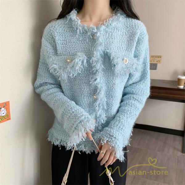 カーディガン | 2022秋冬ニットショート丈 アウター レディース ニットニット セーター 長袖 羽織り フロントボタン トップス 通学通勤 20代40代