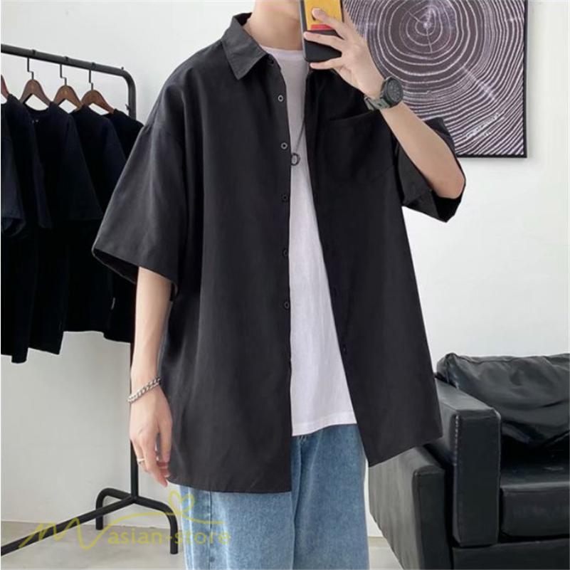 シャツ | 半袖 着痩せ 日常 おしゃれ カジュアル 韓国風 無地 新作 2021 夏コーデ ライトアウター ポケット 通勤通学 トップス ワイドゆったり 人気 上品