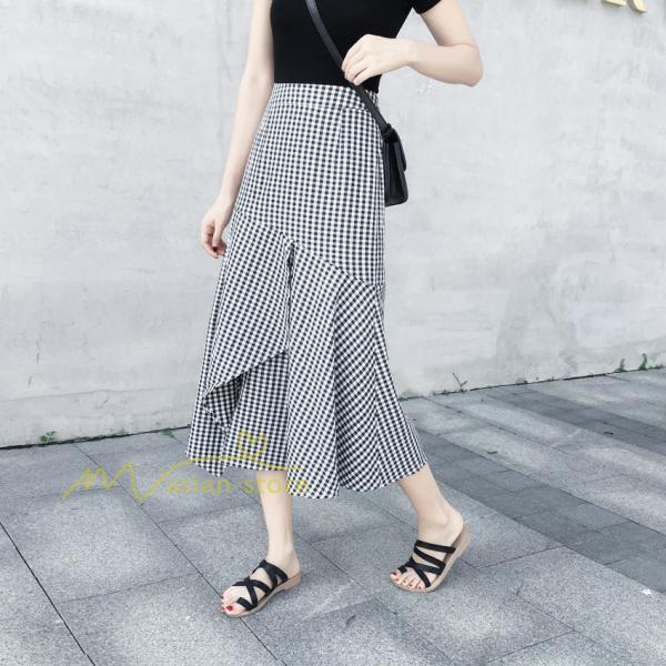 スカート | フレア ロング春物 レディース 春夏 スカート黒 ボトムス 春夏秋 新作 カジュアル 通勤通学 チェック柄 Aライン着やせ 20代30代40代