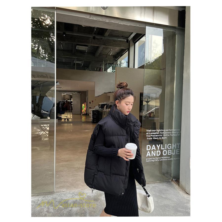 ベスト | ダウンレディース 無地 スタンドネック 中綿きれいめ シンプル 大きいサイズ ノースリーブ 韓国風 20代 50代 秋冬コーデ 40代 30代 大きいサイズ