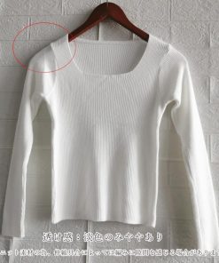 ニット・セーター | スクエアネック リブニットトップス 秋冬