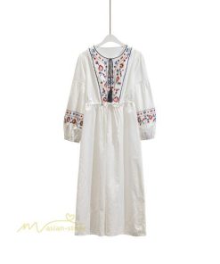 マキシ | マキシワンピース レディース ワンピース ドレス マキシ丈ワンピース 通勤 結婚式 夏服 体型カバー 刺繍 Vネック 長袖 きれいめ 秋ワンピース 人気 カジュアル