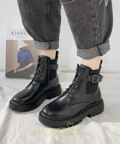 ショートブーツ | ブーツ レディース レースアップブーツ 履きやすい 卒業式 袴ブーツ 送料無料 スムース つやあり 美脚 編み上げ ブラック 黒 つや消し