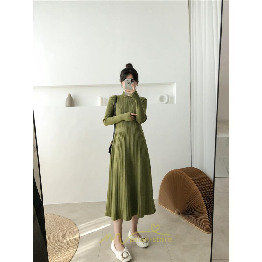 ニットワンピース | ワンピース 春 春服 レディース 長袖 ゆったり 秋 冬 ロング丈無地 20代30代40代50代 可愛い お出かけ 着痩せ 大人 通勤