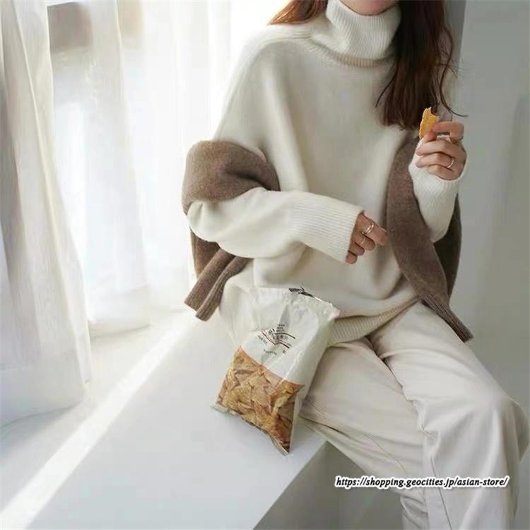 ニット・セーター | ニット レディース セーター 綿 タートルネック 秋 冬 長袖 トップス コットン 黒 白 大きいサイズ 30代 綿ニット 20代 40代 おしゃれ 50代