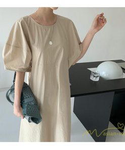 マキシ | ワンピース レディース パフスリーブロングワンピース ハーフスリーブ マキシワンピース ロング丈 半袖 マキシ丈 送料無料 韓国ファッション カジュアル