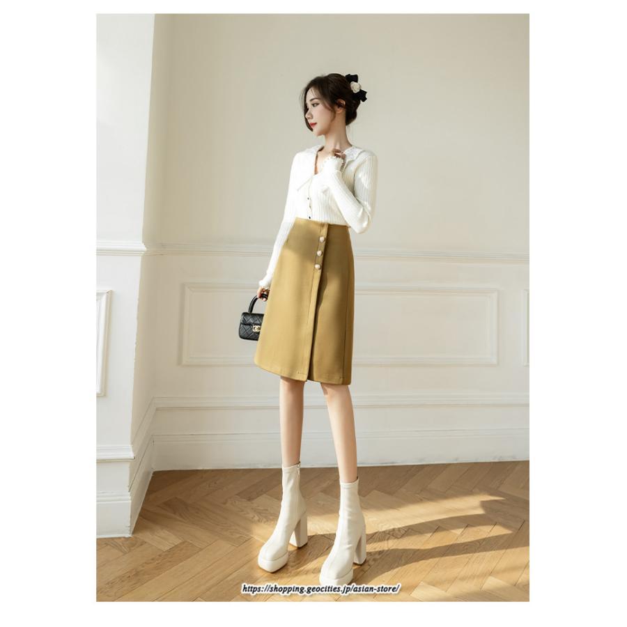 スカート | ミモレ丈ひざ丈レディース 無地 きれいめ 30代 40代 50代 着やせ 上品 通勤 通学 ラシャ キレイめ 2022新作 ハイウエスト 暖か 秋冬