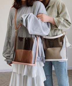 ショルダーバッグ | トートバッグ 斜めがけバッグ 2点セット ポーチ付き レディース クリアバッグ おしゃれ ビニールバッグ 大容量