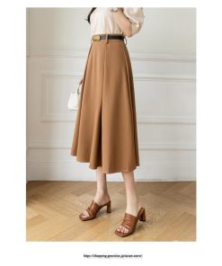 スカート | フレアロングロング丈 ミモレ丈 Aラインベルト付き 通勤 20代 30代 40代 50代 上品 コーデ 着痩せ 高見え 送料無料