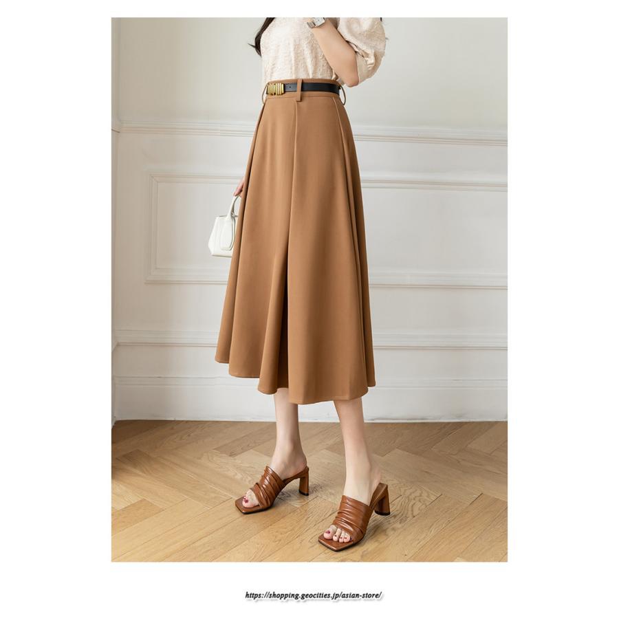 スカート | フレアロングロング丈 ミモレ丈 Aラインベルト付き 通勤 20代 30代 40代 50代 上品 コーデ 着痩せ 高見え 送料無料