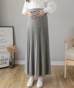 スカート | マタニティプリーツ レディース 秋 冬 コーデ Aライン 可愛い 妊婦服 産前 産後 ウエスト調整 上品 マタニティウェア ロング丈 体型カバー